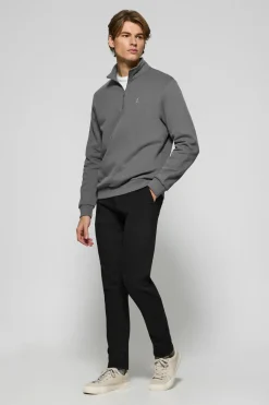 Polo Club Sweat-Shirts*Sweat-shirt à fermeture éclair partielle gris avec logo Rigby Go Asphalte