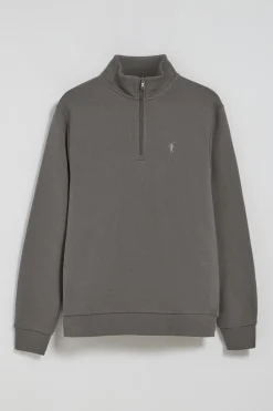 Polo Club Sweat-Shirts*Sweat-shirt à fermeture éclair partielle gris avec logo Rigby Go Asphalte