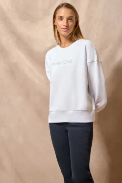 Polo Club Sweat-Shirts*Sweat-shirt basique à col ras du cou avec logo avant caoutchouté Blanc