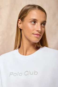 Polo Club Sweat-Shirts*Sweat-shirt basique à col ras du cou avec logo avant caoutchouté Blanc