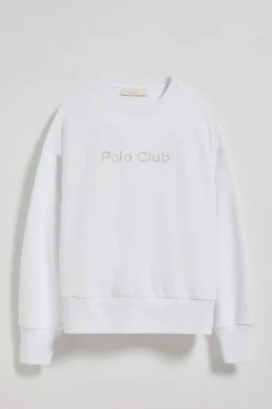 Polo Club Sweat-Shirts*Sweat-shirt basique à col ras du cou avec logo avant caoutchouté Blanc