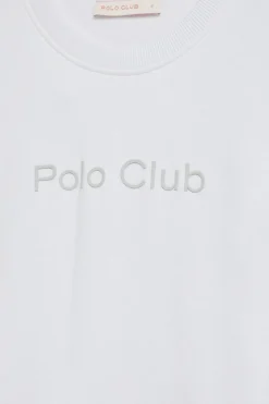 Polo Club Sweat-Shirts*Sweat-shirt basique à col ras du cou avec logo avant caoutchouté Blanc