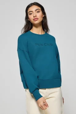 Polo Club Sweat-Shirts*Sweat-shirt basique à col ras du cou avec logo avant caoutchouté Bleu