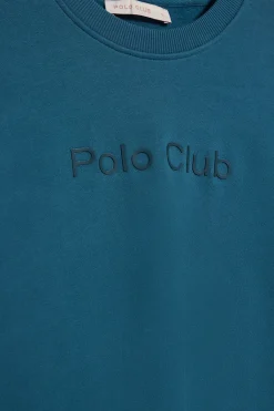 Polo Club Sweat-Shirts*Sweat-shirt basique à col ras du cou avec logo avant caoutchouté Bleu