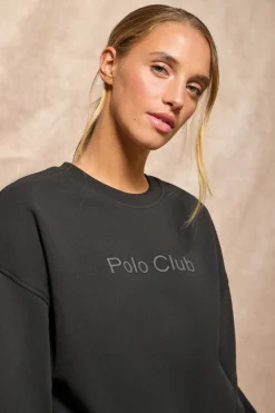 Polo Club Sweat-Shirts*Sweat-shirt basique à col ras du cou avec logo avant caoutchouté Noir