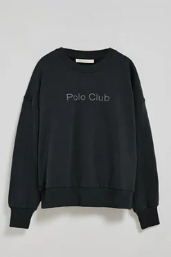 Polo Club Sweat-Shirts*Sweat-shirt basique à col ras du cou avec logo avant caoutchouté Noir