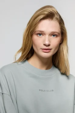 Polo Club Sweat-Shirts*Sweat-shirt basique à col ras du cou couleur grisâtre Minimal Gris argenté