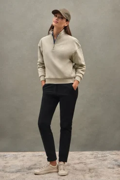Polo Club Sweat-Shirts*Sweat-shirt à col montant et fermeture éclair partielle et logo Beige