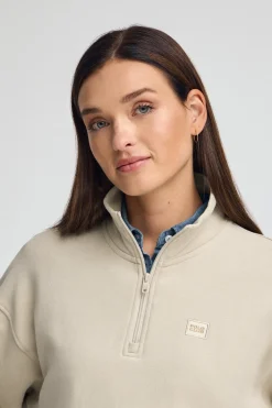 Polo Club Sweat-Shirts*Sweat-shirt à col montant et fermeture éclair partielle et logo Beige
