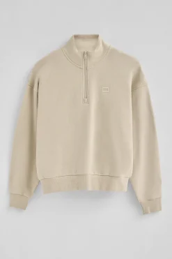 Polo Club Sweat-Shirts*Sweat-shirt à col montant et fermeture éclair partielle et logo Beige