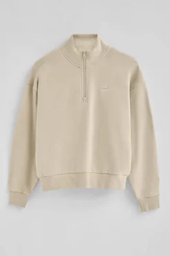 Polo Club Sweat-Shirts*Sweat-shirt à col montant et fermeture éclair partielle et logo Beige