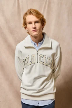 Polo Club Sweat-Shirts*Sweat-shirt Seldon à fermeture éclair partielle avec imprimé Beige