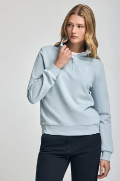 Polo Club Sweat-Shirts*Sweat-shirt bleu clair à fermeture éclair partielle et broderie Rigby Go Bleu ciel