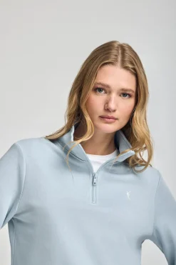 Polo Club Sweat-Shirts*Sweat-shirt bleu clair à fermeture éclair partielle et broderie Rigby Go Bleu ciel