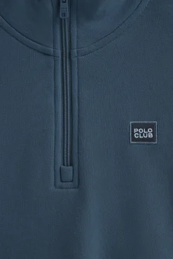 Polo Club Sweat-Shirts*Sweat-shirt bleu à col montant et fermeture éclair partielle et logo Denim
