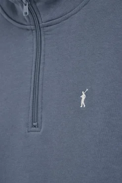 Polo Club Sweat-Shirts*Sweat-shirt bleu à fermeture éclair partielle et broderie Rigby Go Denim