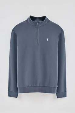 Polo Club Sweat-Shirts*Sweat-shirt bleu à fermeture éclair partielle et broderie Rigby Go Denim