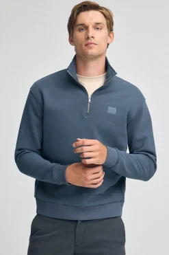 Polo Club Sweat-Shirts*Sweat-shirt bleu à fermeture éclair partielle et logo Denim