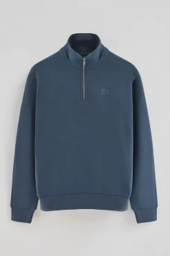 Polo Club Sweat-Shirts*Sweat-shirt bleu à fermeture éclair partielle et logo Denim