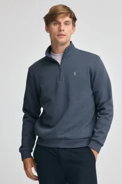 Polo Club Sweat-Shirts*Sweat-shirt bleu à fermeture éclair partielle et logo Rigby Go Denim