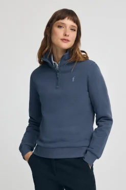 Polo Club Sweat-Shirts*Sweat-shirt bleu avec fermeture éclair partielle et logo Rigby Go Denim