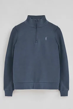 Polo Club Sweat-Shirts*Sweat-shirt bleu avec fermeture éclair partielle et logo Rigby Go Denim