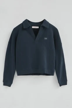 Polo Club Sweat-Shirts*Sweat-shirt à col polo et logo Bleu Marine