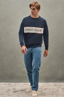 Polo Club Sweat-Shirts*Sweat-shirt à coupe décontractée, col ras du cou et logo Bleu Marine