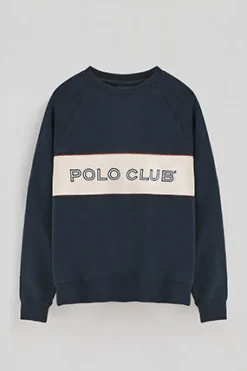 Polo Club Sweat-Shirts*Sweat-shirt à coupe décontractée, col ras du cou et logo Bleu Marine