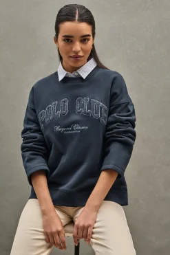 Polo Club Sweat-Shirts*Sweat-shirt à coupe ample avec logo Established 2012 Bleu Marine