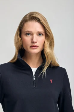 Polo Club Sweat-Shirts*Sweat-shirt à fermeture éclair partielle et broderie Rigby Go Bleu Marine