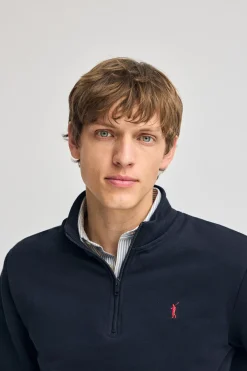 Polo Club Sweat-Shirts*Sweat-shirt à fermeture éclair partielle et broderie Rigby Go Bleu Marine