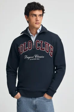 Polo Club Sweat-Shirts*Sweat-shirt à fermeture éclair partielle et logo Established 2012 Bleu Marine