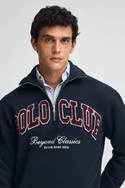 Polo Club Sweat-Shirts*Sweat-shirt à fermeture éclair partielle et logo Established 2012 Bleu Marine