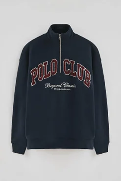 Polo Club Sweat-Shirts*Sweat-shirt à fermeture éclair partielle et logo Established 2012 Bleu Marine