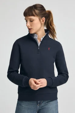 Polo Club Sweat-Shirts*Sweat-shirt avec fermeture éclair partielle et logo Rigby Go Bleu Marine