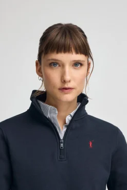 Polo Club Sweat-Shirts*Sweat-shirt avec fermeture éclair partielle et logo Rigby Go Bleu Marine