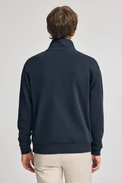 Polo Club Sweat-Shirts*Sweat-shirt détente à fermeture partielle et détail Bleu Marine