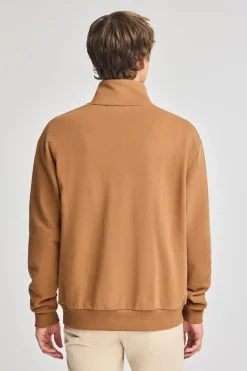 Polo Club Sweat-Shirts*Sweat-shirt détente à fermeture partielle et détail Camel