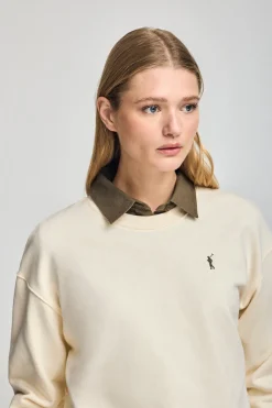 Polo Club Sweat-Shirts*Sweat-shirt couleur écru à col ras du cou et broderie logo Rigby Go Beige