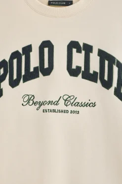 Polo Club Sweat-Shirts*Sweat-shirt couleur écrue à coupe ample Established 2012 Beige