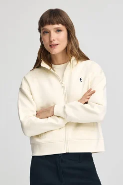 Polo Club Sweat-Shirts*Sweat-shirt écru à col montant, fermeture éclair avec logo Rigby Beige