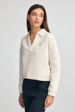 Polo Club Sweat-Shirts*Sweat-shirt écru à col polo et logo Beige