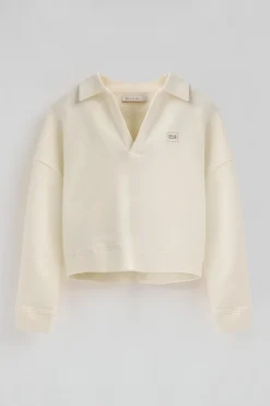 Polo Club Sweat-Shirts*Sweat-shirt écru à col polo et logo Beige