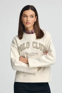 Polo Club Sweat-Shirts*Sweat-shirt écru à coupe ample avec logo Established 2012 Beige