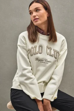 Polo Club Sweat-Shirts*Sweat-shirt écru à coupe ample avec logo Established 2012 Beige