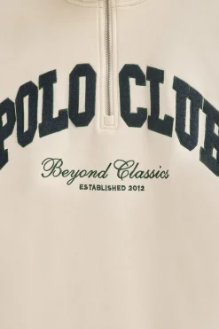 Polo Club Sweat-Shirts*Sweat-shirt écru à fermeture éclair partielle et logo Established 2012 Beige