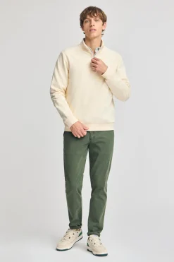 Polo Club Sweat-Shirts*Sweat-shirt écru à fermeture éclair partielle et broderie Rigby Go Beige
