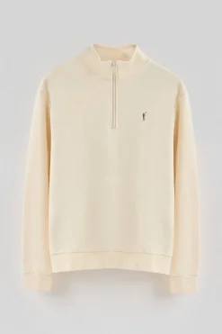 Polo Club Sweat-Shirts*Sweat-shirt écru à fermeture éclair partielle et broderie Rigby Go Beige