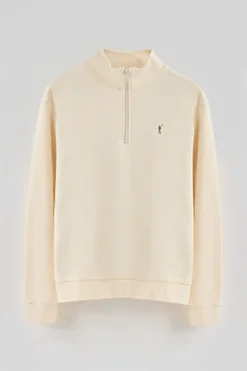 Polo Club Sweat-Shirts*Sweat-shirt écru à fermeture éclair partielle et broderie Rigby Go Beige